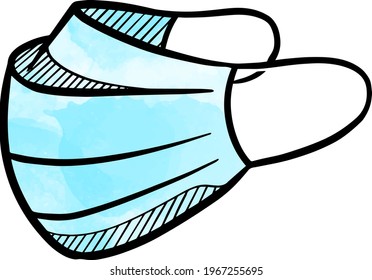 Watercolor style hand drawn face mask