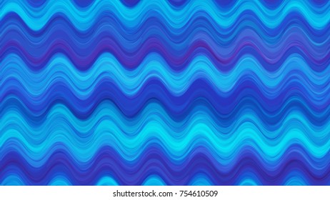 Watercolor Style Hand Drawn Seamless Pattern with Waves. Fashion Print Design. Cover, Textile Design Marine Texture. Holiday, Fabric Wavy Striped Background.