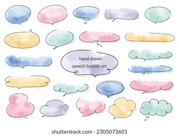 Watercolor style handwritten speech bubble set