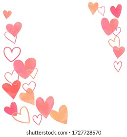 watercolor style hearts on white background. Vector illustration for Happy Women's, Mother's, and Valentine's Day