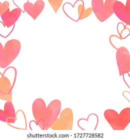 watercolor style hearts on white background. Vector illustration for Happy Women's, Mother's, and Valentine's Day