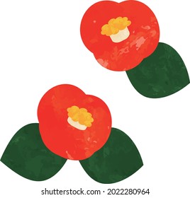 Watercolor style illustration of camellia flowers