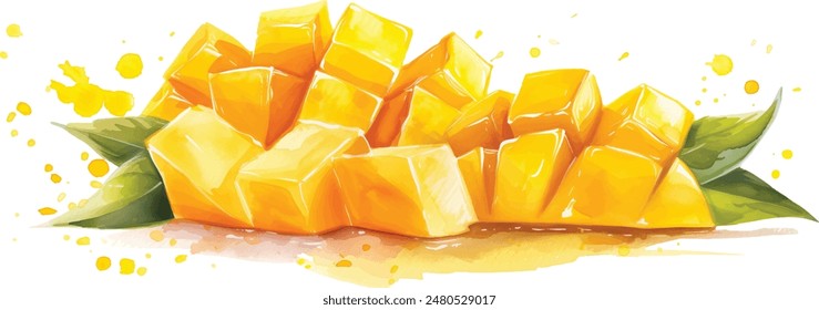 Ilustración de estilo acuarela de mango cortado