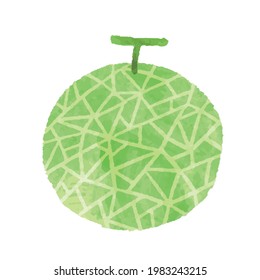 [Watercolor style] Illustration material of melon