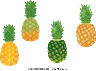 Watercolor style illustration of a pineapple