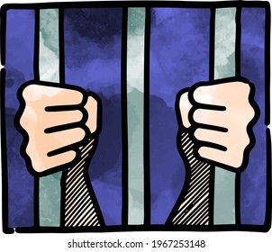 Watercolor style jail icon vector illustration