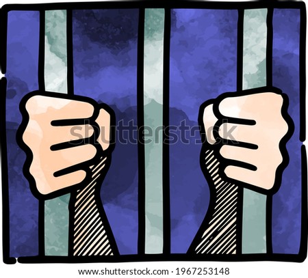 Watercolor style jail icon vector illustration