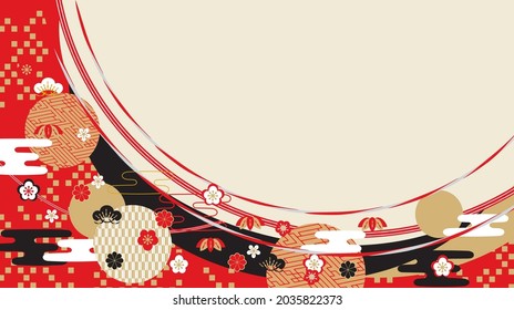 Watercolor style Japanese pattern background material