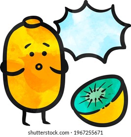 Watercolor style kiwi characters drawing