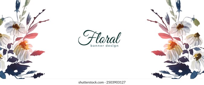 watercolor style lovely natural flora bloom banner design vector