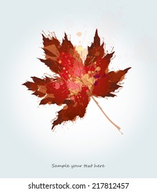 Watercolor style maple leaf vector illustration