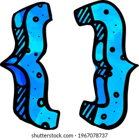 Watercolor style math symbol braces hand drawn