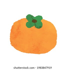 [Watercolor style] Persimmon illustration material