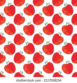 Watercolor style red apple seamless cute pattern for wallpaper, wrapping and textile. 