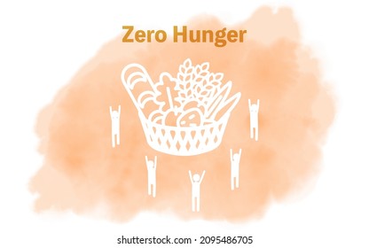 Watercolor style,  SDGs  Goal 2, Zero hunger