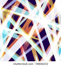 Watercolor Style Seamless Hand Drawn Pattern with Overlapping Stripes. Fashion Design. Cover, Fabric, Ad Design Texture. Holiday Seamless Background