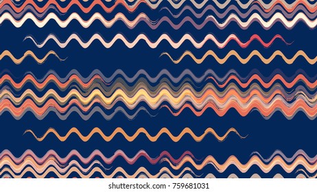 Watercolor Style Seamless Hand Drawn Pattern with Waves. Fashion Print Design. Cover, Fabric Design Texture. Holiday Seamless Striped Background.
