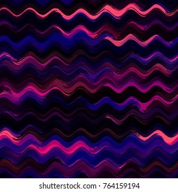 Watercolor Style Seamless Hand Drawn Pattern with Waves. Fashion Zigzag Texture with Brush Strokes. Textile Design, Ad Zigzag Background. Holiday Seamless Wavy Striped Seamless Pattern.
