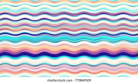 Watercolor Style Seamless Hand Drawn Pattern with Waves. Fashion Zigzag Texture with Brush Strokes. Textile Design, Ad Zigzag Background. Holiday Seamless Wavy Striped Seamless Pattern.