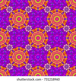 Watercolor style. Seamless spring pattern with purple, violet and magenta Flowers, purple, violet and magenta, little purple, violet and magenta flowers. Vector.