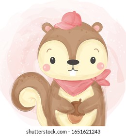 watercolor style squirrel illustration. animal clipart for scrapbooking and decoration.