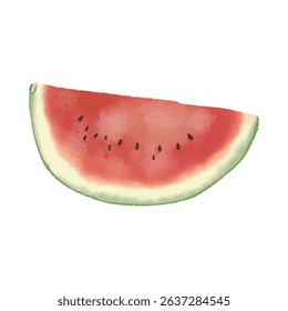 Watercolor style Striped watermelon quarter