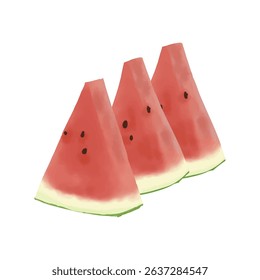 Watercolor style Striped watermelon sliced