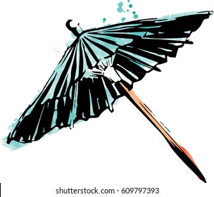 watercolor style vector drink umbrella isolated