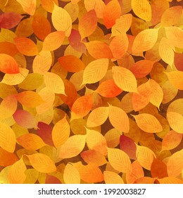 Watercolor style vector illustration background of fallen leaves carpet
