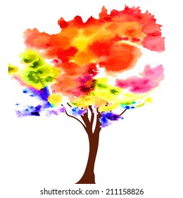 Watercolor style vector illustration of a tree. Vector