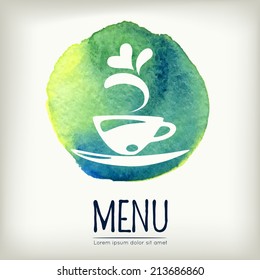 Watercolor style vector menu design