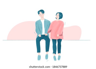 Watercolor style vector and simple flat design art. Minimal illustration. Love concept for fashion advertising. Lovely clothing for wedding happy valentine's day idea or banner and card.