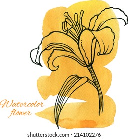 Watercolor style vector texture with graphic flower.
