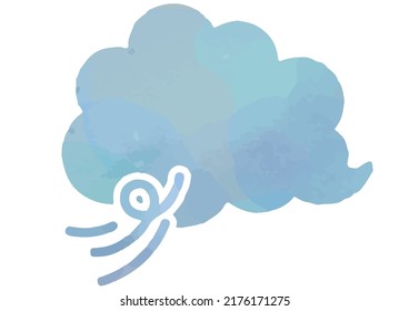 Watercolor style weather icon. High wind warning.