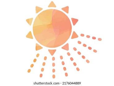 Watercolor style weather icon. Midsummer sun.