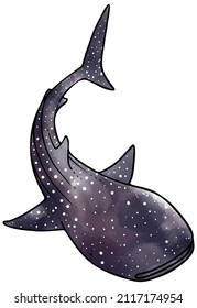 watercolor style whale shark hand drawn vector illustration.