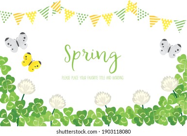 
Watercolor style white clover and butterfly spring background material