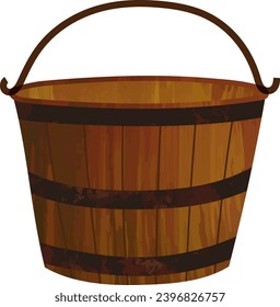 Watercolor Style_Retro Wooden Bucket Illustration
