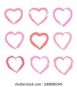 Watercolor styled hearts set. Design elements for Valentine's day. Love symbols vector illustration. EPS10