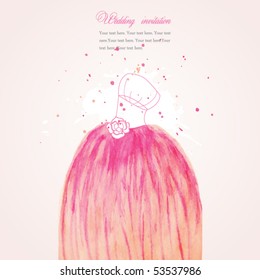 Watercolor stylish dress with splashes, vector