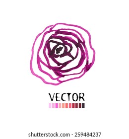 Watercolor stylized rose. Vector
