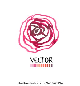 Watercolor stylized rose. Vector