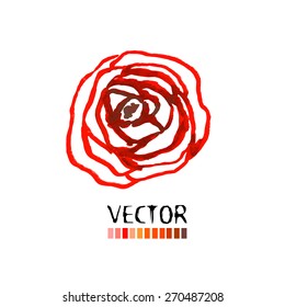 Watercolor stylized rose. Vector