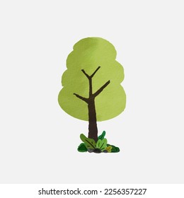 Watercolor stylized trees. Natural vector illustration. Side view tree vector illustration