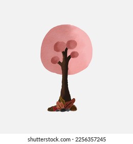 Watercolor stylized trees. Natural vector illustration. Side view tree vector illustration