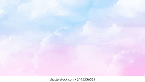 Watercolor sugar cotton clouds background vector design in eps 10