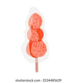 Watercolor sugar strawberry stewark illustration food . Fast food doodle in watercolor style vector illustration