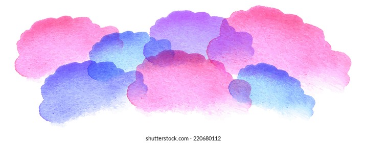 Watercolor summer background with clouds