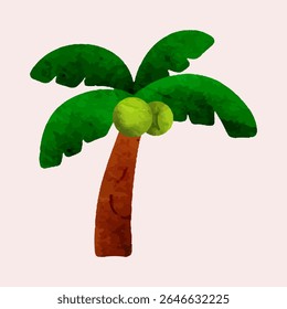 Watercolor Summer Coconut Tree Illustration