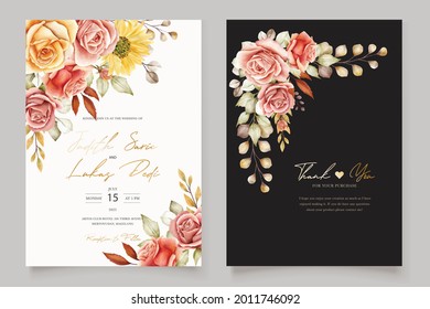 watercolor summer floral invitation card set 